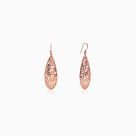 Rose Gold Oval Filigree Earrings