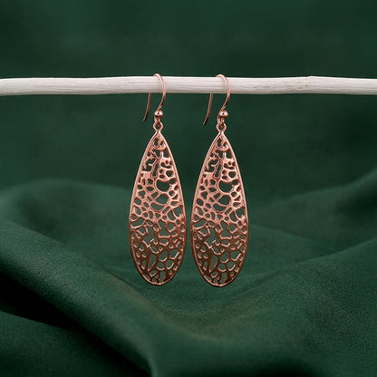 Rose Gold Oval Filigree Earrings
