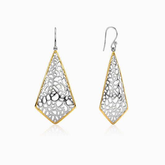 Dual Tone Kite Filigree Silver Earrings