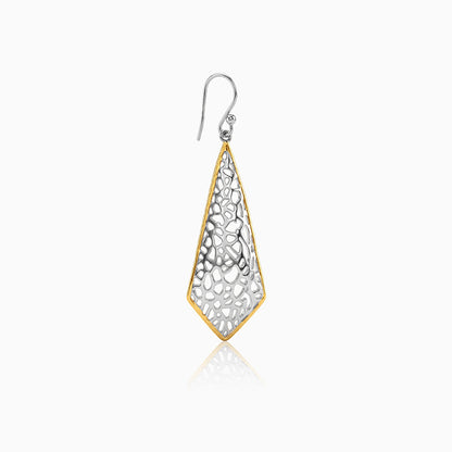Dual Tone Kite Filigree Silver Earrings