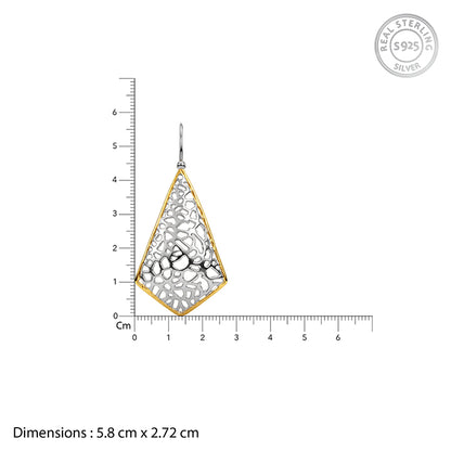 Dual Tone Kite Filigree Silver Earrings