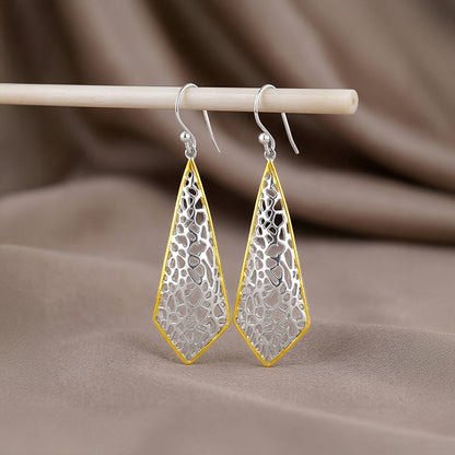 Dual Tone Kite Filigree Silver Earrings