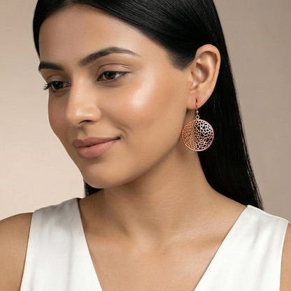 Rose Gold Cellular Filigree Earrings