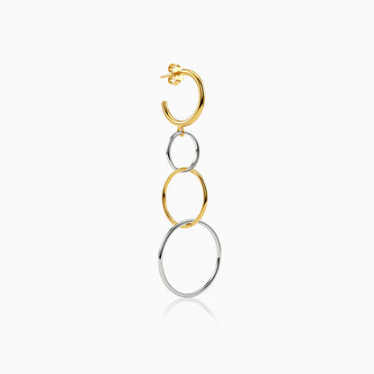 Dual Tone Sequence Silver Dangler Earrings