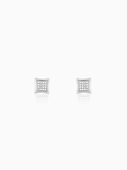 Silver Glistening Stud Earrings