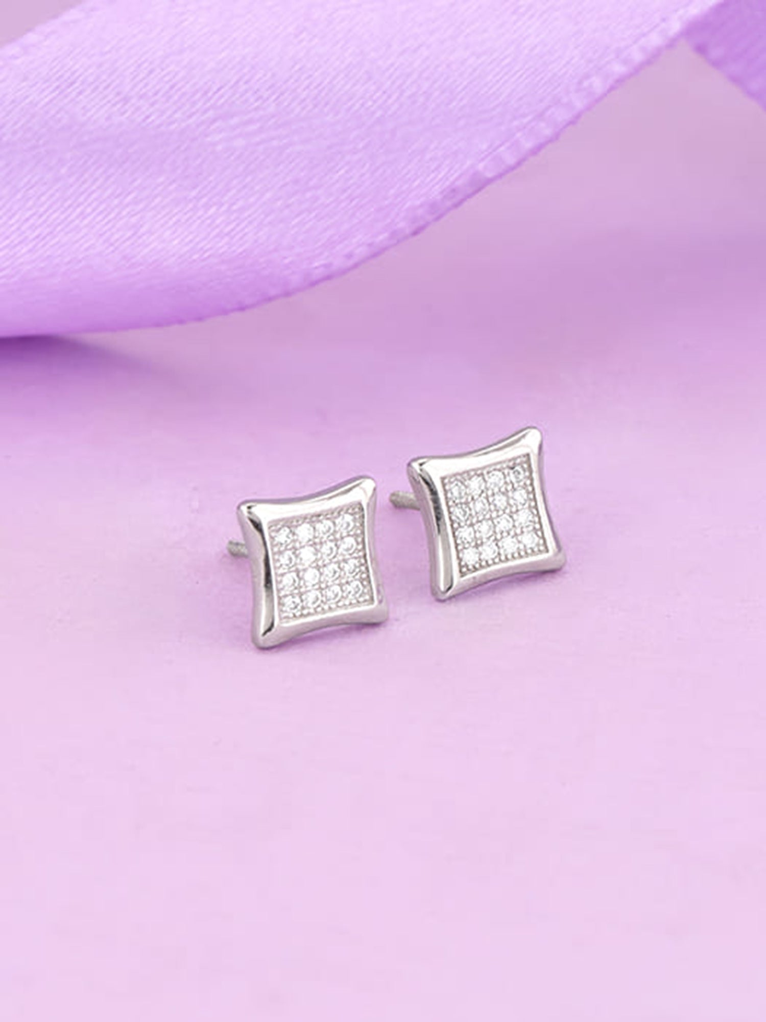 Silver Glistening Stud Earrings