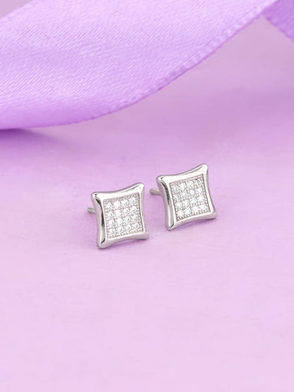 Silver Glistening Stud Earrings