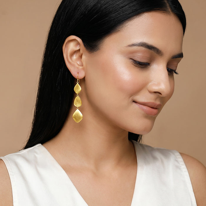 Golden Brushed Dangler Earrings
