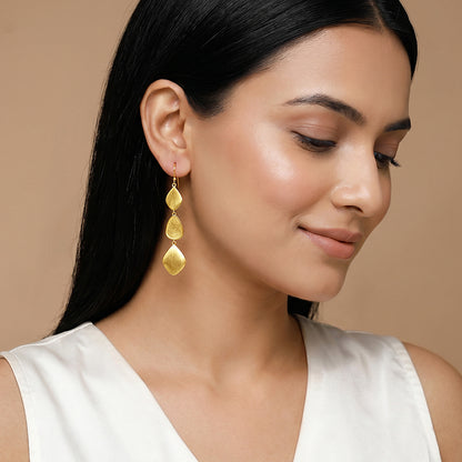 Golden Brushed Dangler Earrings
