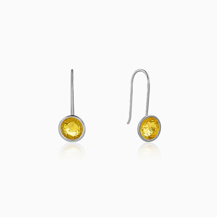 Dual Tone Orb Silver Earrings