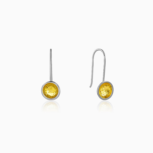 Dual Tone Orb Silver Earrings
