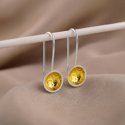 Dual Tone Orb Silver Earrings