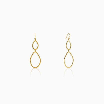 Golden Hammered Textured Hook Earrings