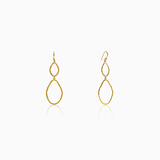 Golden Hammered Textured Hook Earrings