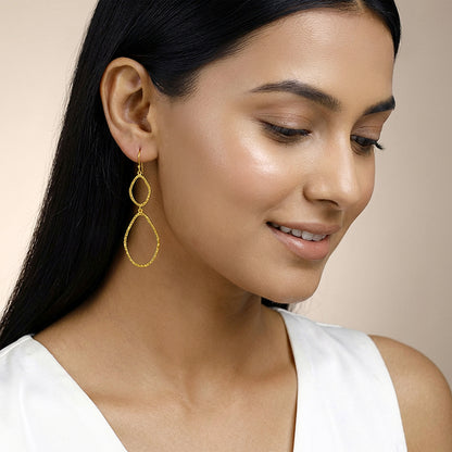 Golden Hammered Textured Hook Earrings