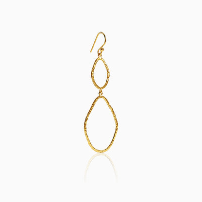 Golden Hammered Textured Hook Earrings