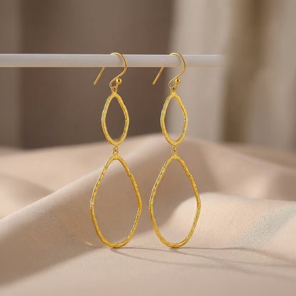 Golden Hammered Textured Hook Earrings