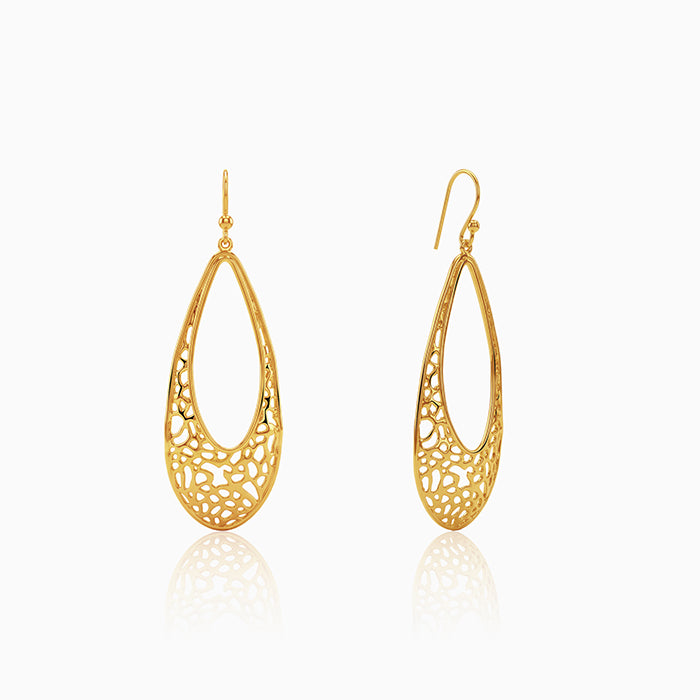  Golden Coral Filigree Earrings 