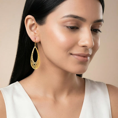 Golden Coral Filigree Earrings