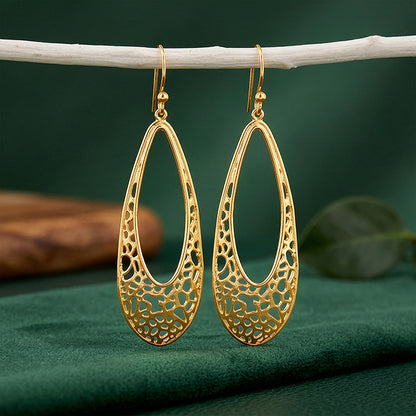 Golden Coral Filigree Earrings
