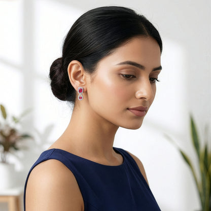 Silver Bathinda Pink Earrings