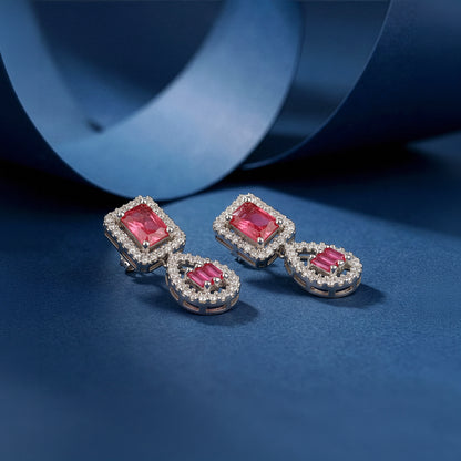 Silver Bathinda Pink Earrings