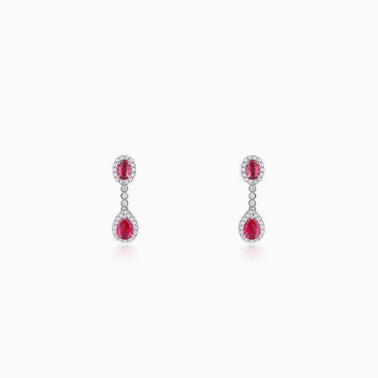 Silver Granada Rouge Red Earrings