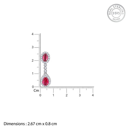 Silver Granada Rouge Red Earrings