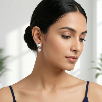 Silver Bathinda White Earrings