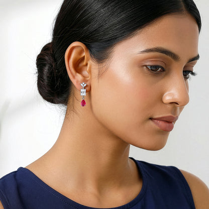 Silver Ascania Pink Earrings