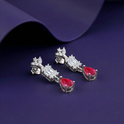 Silver Ascania Pink Earrings