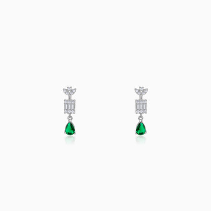 Silver Ascania Green Earrings