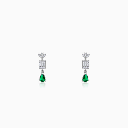 Silver Ascania Green Earrings