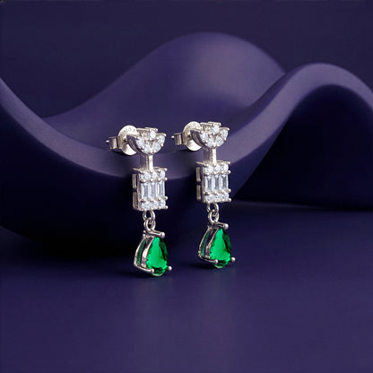 Silver Ascania Green Earrings