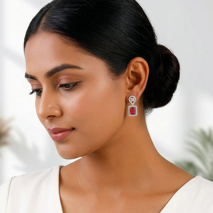 Silver Genovia Pink Earrings