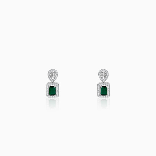 Silver Genovia Green Earrings