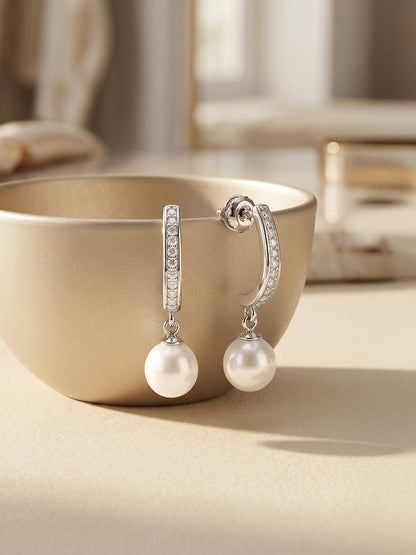 Silver Pearl Drop Earrings