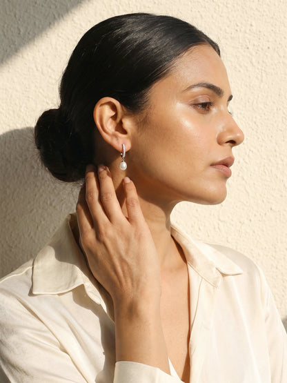 Silver Pearl Drop Earrings