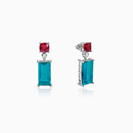Silver Azure Bloom Dangler Earrings