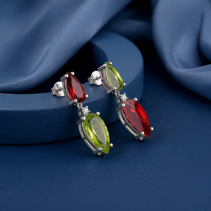 Silver Prismatic Echo Drop Earrings
