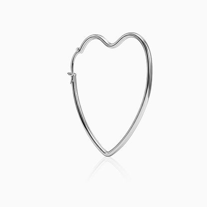 Silver Heart Loop Hoop Earrings