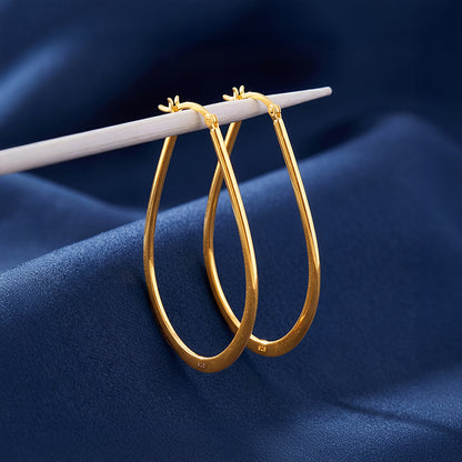 Golden Quiet Curve Hoop Earrings