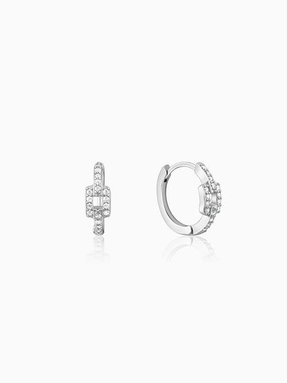 Silver Sparkling Loop Huggies Earrings