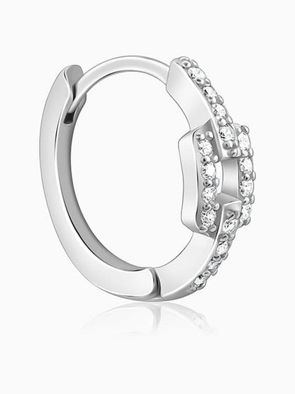 Silver Sparkling Loop Huggies Earrings