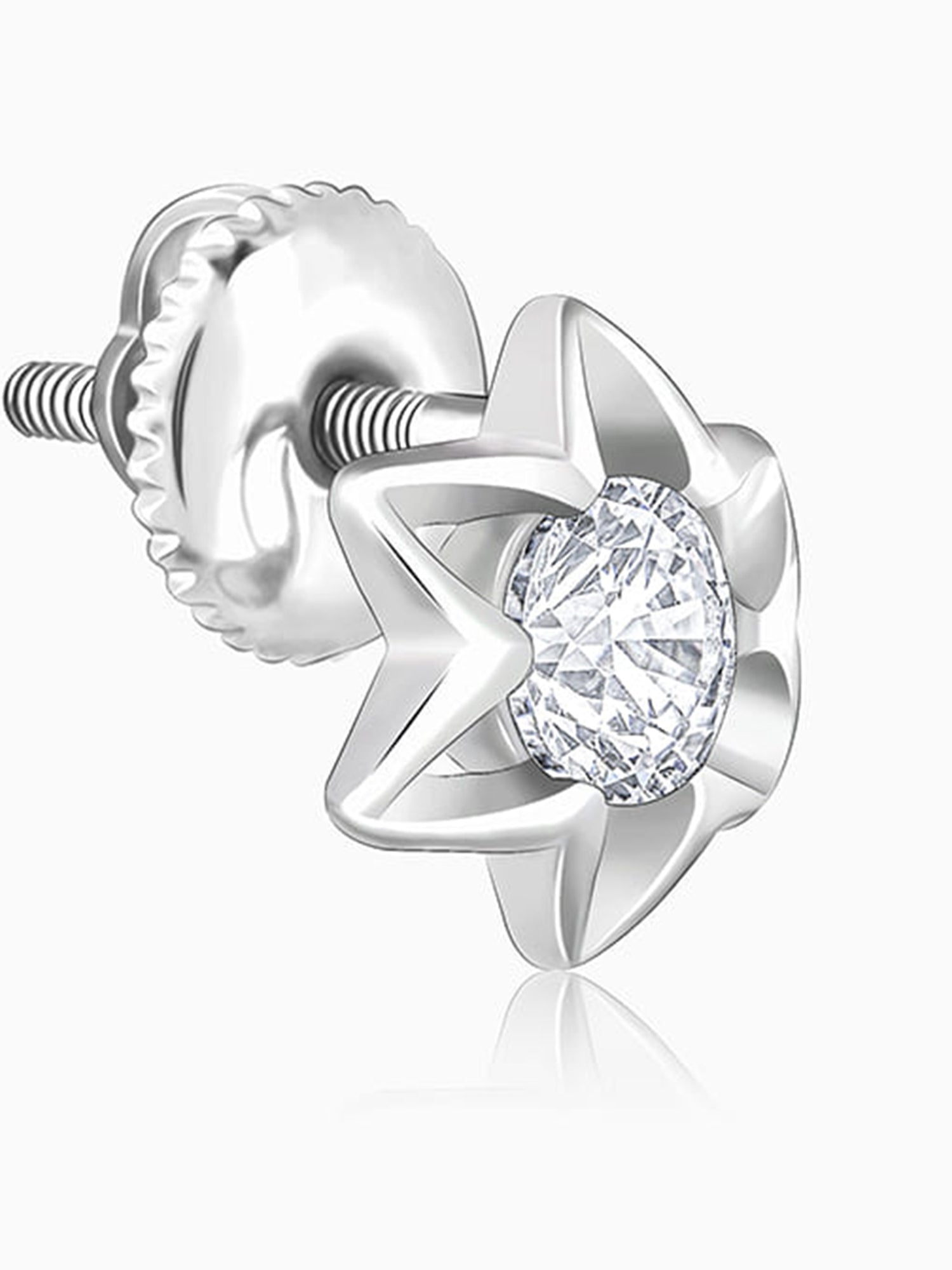 Silver Flower Star Stud Earrings