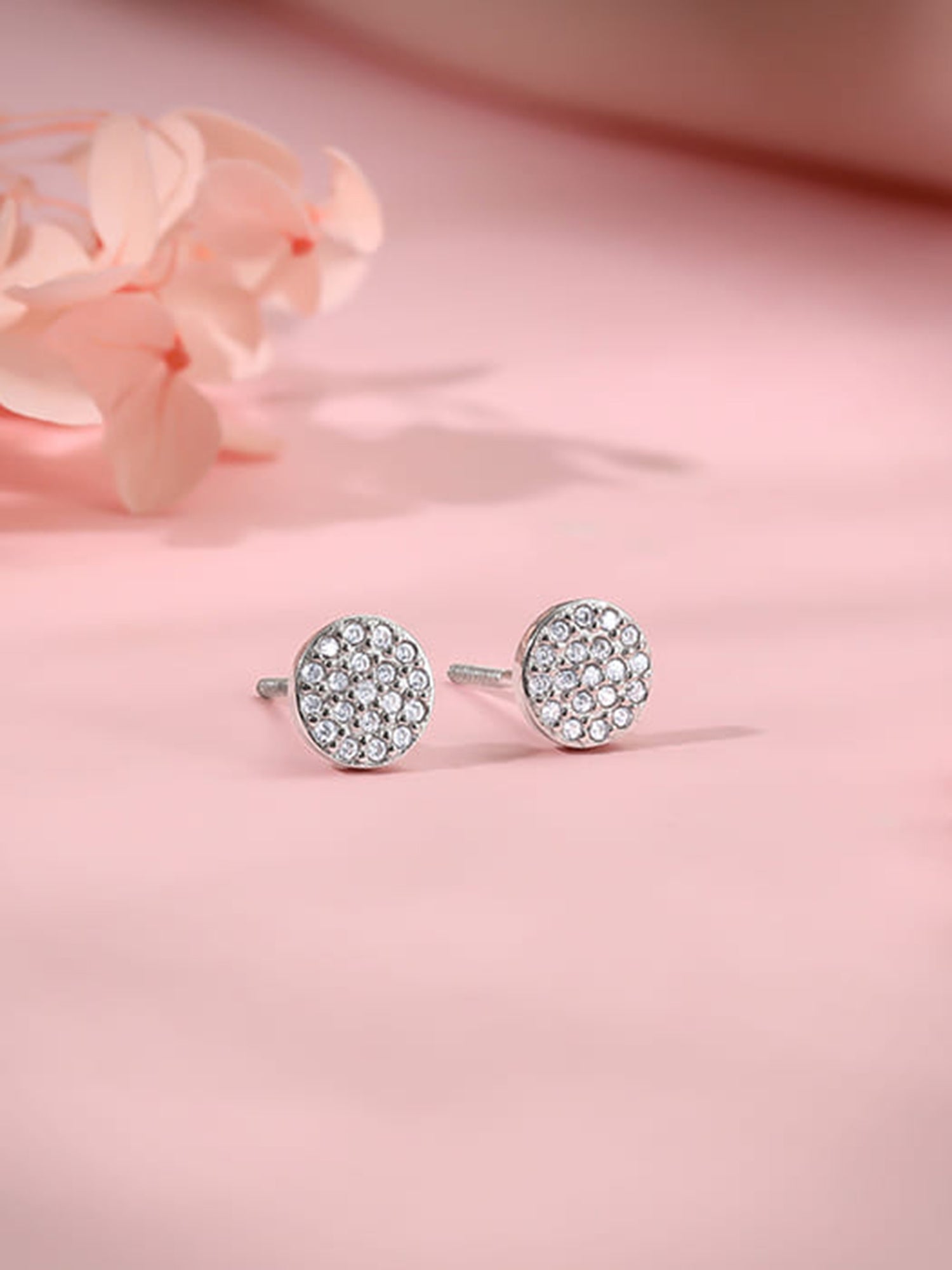 Silver Shimmering Sphere Stud Earrings