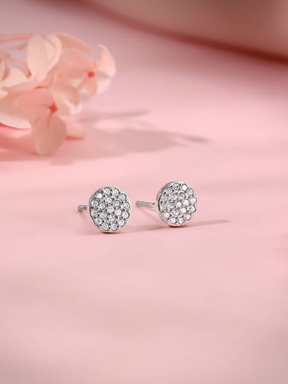 Silver Shimmering Sphere Stud Earrings