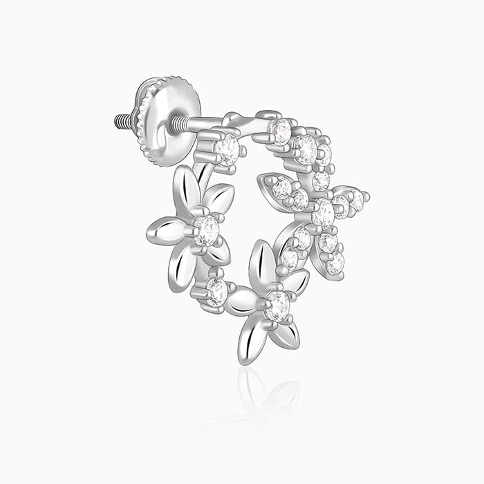 Silver Flower Wreath Stud Earrings