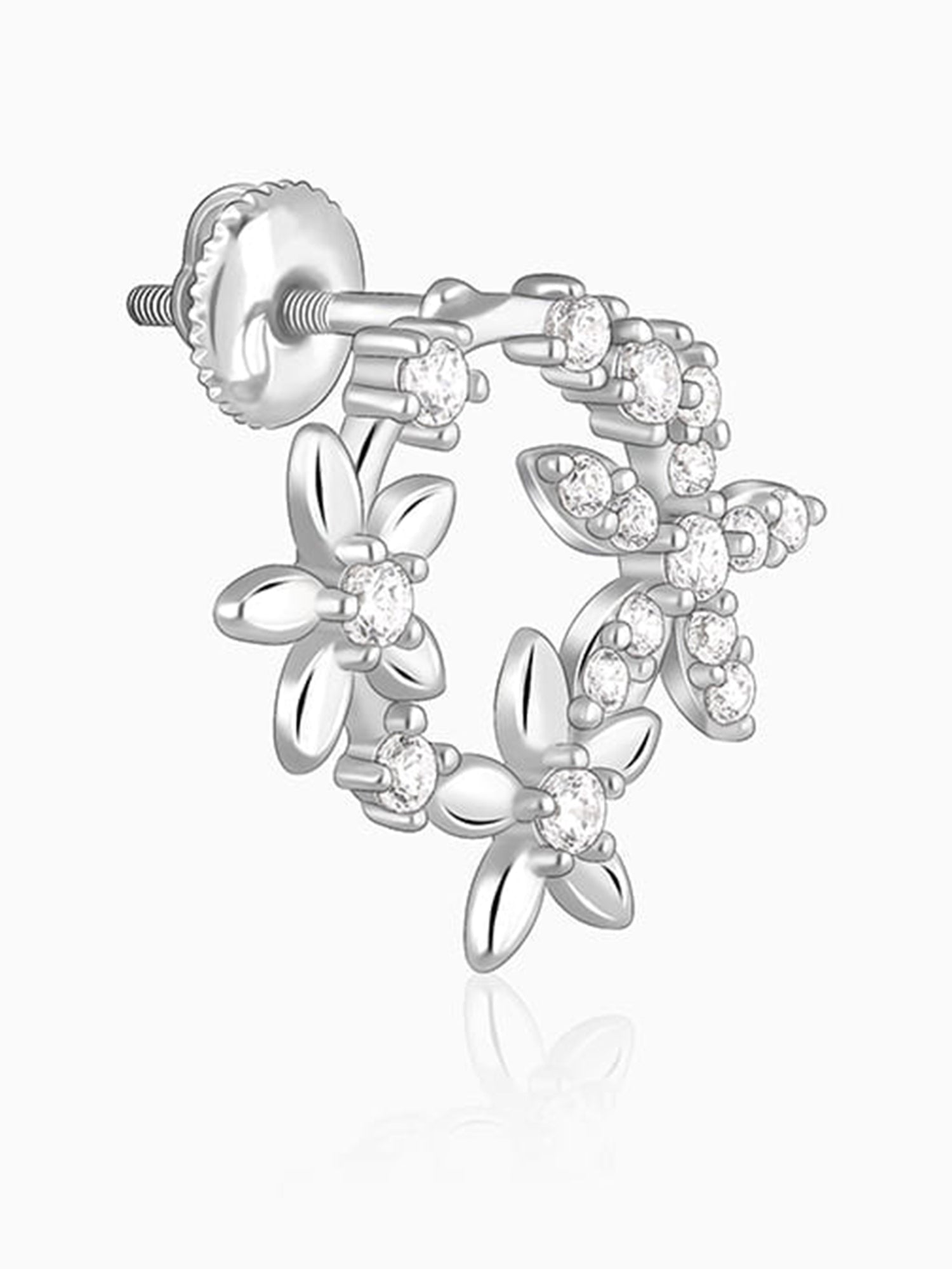 Silver Flower Wreath Stud Earrings