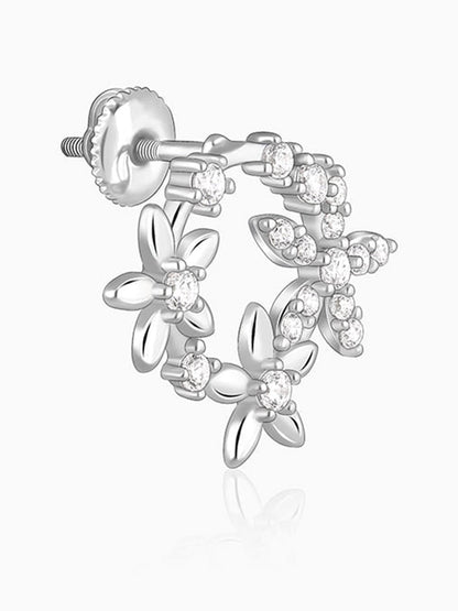 Silver Flower Wreath Stud Earrings